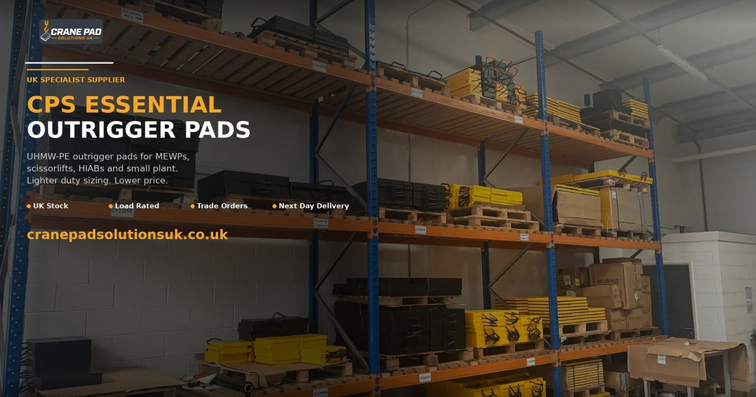 CPS Essential Range outrigger pads UK warehouse stock UHMW-PE MEWPs scissorlifts HIABs small plant