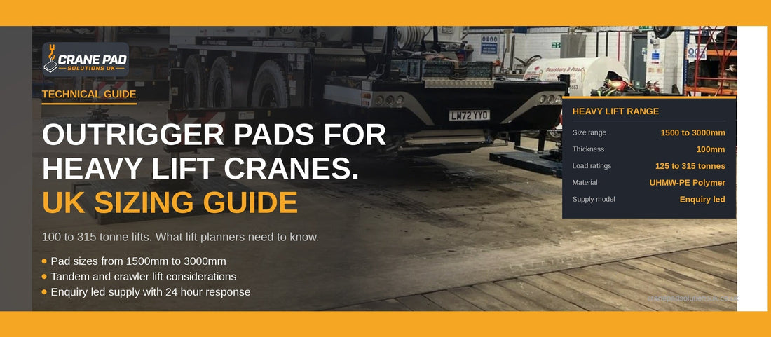 Liebherr heavy lift crane with UHMW-PE outrigger pads in workshop, supplied by Crane Pad Solutions UK