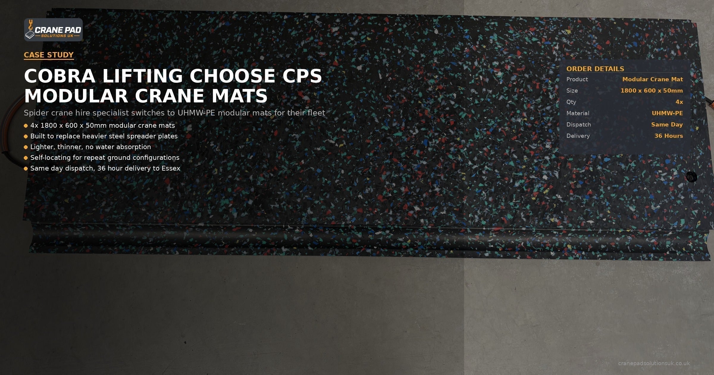 Cobra Lifting Spider Crane Mats Case Study | Crane Pad Solutions UK